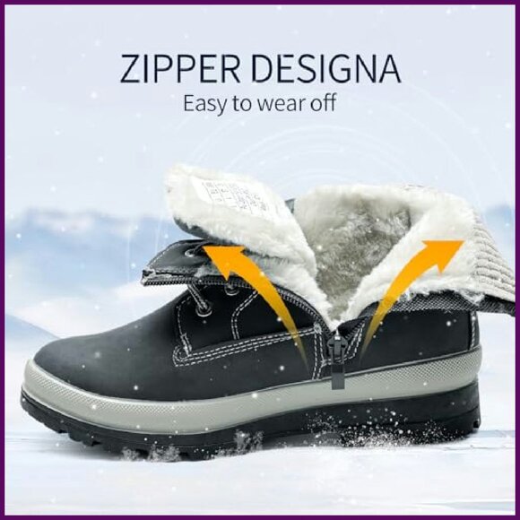 Women's Winter Snow Boots Waterproof Fur Lined Ankle Booties Non Slip Platform - Picture 4 of 8